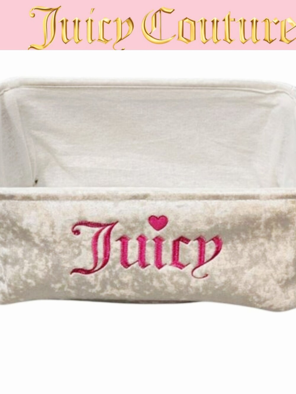 Juicy Couture Home Signature Logo Velour Decorative Storage Basket